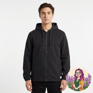 Five Four Los Angeles Gray Full Zip Hooded Canvas Jacket Size M Mens Streetwear